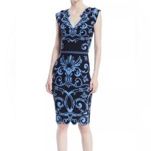 VERSACE V-neck Sleeveless Baroque-Intarsia Knot Dress